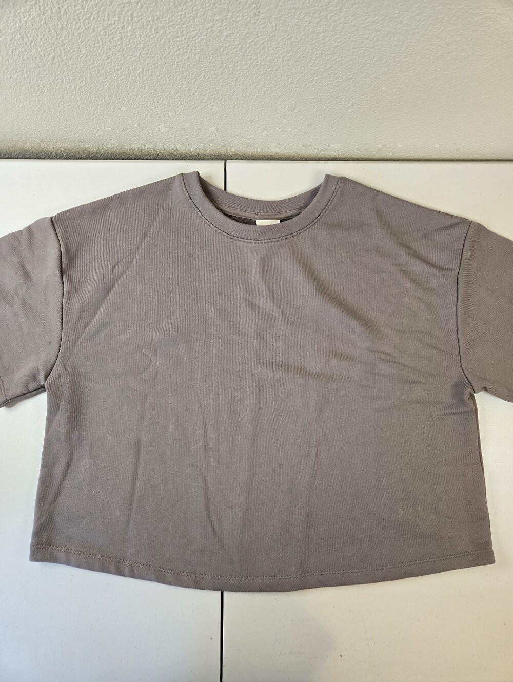 NWT A New Day Cropped Boxy Tee in Taupe Gray Size XL